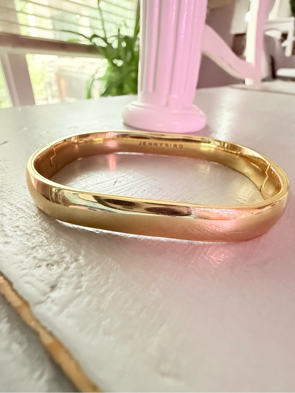 Jenny Bird Gold Tone Rectangle Bangle Bracelet